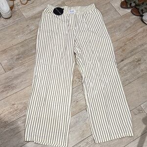White Fox Striped Wide-Leg Pants NWT size M
